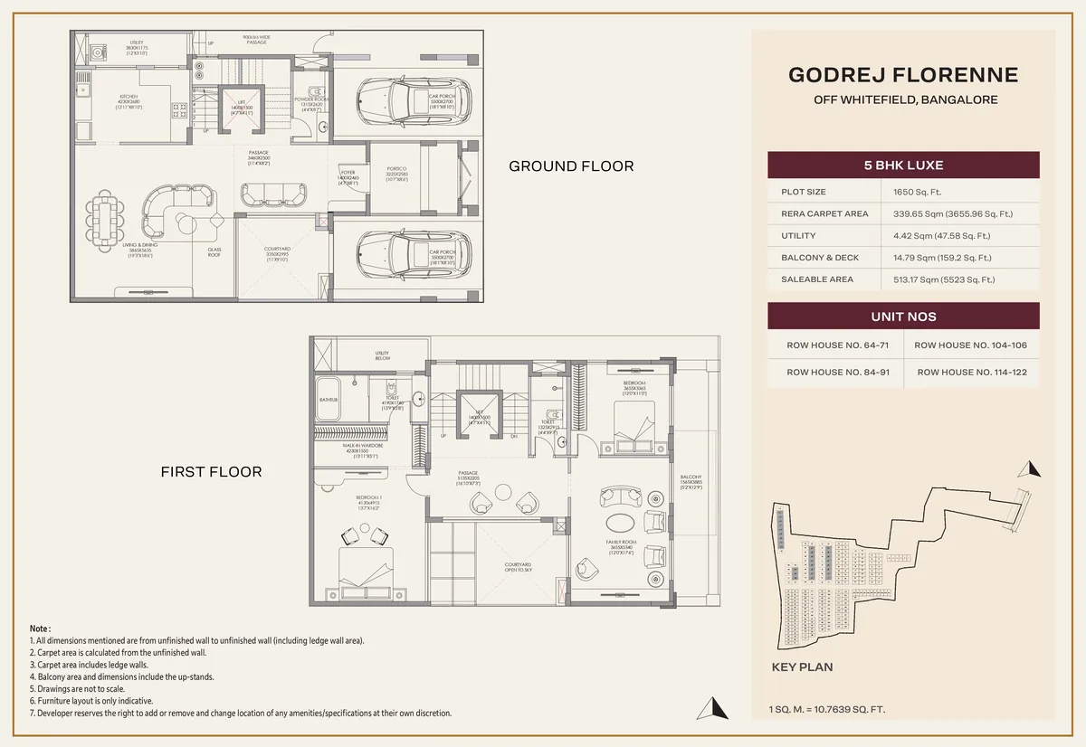 5 Bed Luxe ground and first floor reference plan