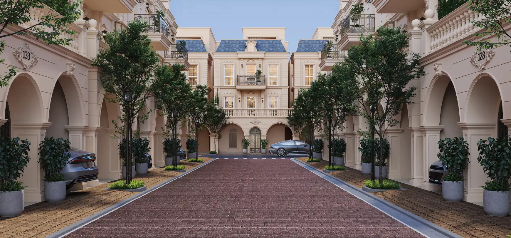 Godrej Florenne landscaped rowhouse street — artist’s impression